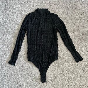Free People Mockneck Black Bodysuit